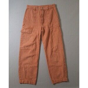 Entro Women's Cargo Pants 29x27 Terracotta Utility Crop Wide Leg Boho High Rise